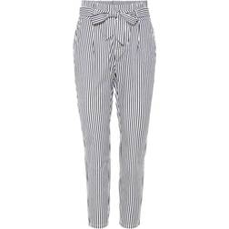 Vero Moda Striped Paperbag Trousers - White/Snow White