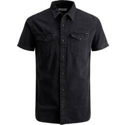 Jack & Jones Basic Short Sleeved Shirt - Black/Black Denim