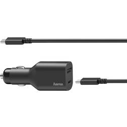 Hama Cargador para Coche USB C (Fuente de alimentación Universal USB C Fuente de alimentación para portátil Power Delivery, 5 20 V/70 W) Negro