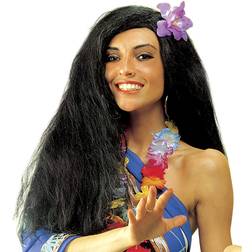 Widmann Hula Hula Black Wig with Flower