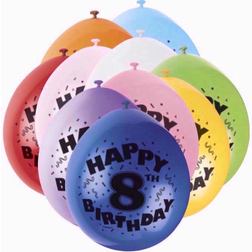 Unique Party 8th Happy Birthday Latex Balloons 10-pack