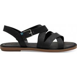 Toms Black Leather Sicily Sandalen - Zwart