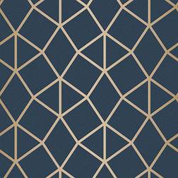 Fine Decor FD42560 Platinum Geo Trellis Navy/Gold Wallpaper Papier peint