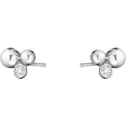 Georg Jensen Sterling Silver Moonlight Grapes Diamond Bezel Ball Cluster Stud Earrings