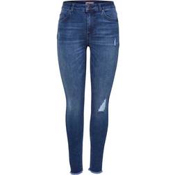 Only Onlblush Mid Ank Raw Jeans Rea2077 Blu