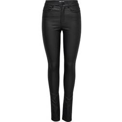 Only Anne Mid Coated Skinny Fit Jeans - Black/Black