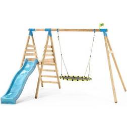 TP Toys Knightswood Double & Deck Wooden Swing Set with Giant Nest Swing