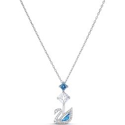 Swarovski Dazzling Swan Necklace - Silver/Blue/White