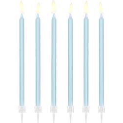 PartyDeco Decor Plain Birthday Candles Light Blue 12-pack