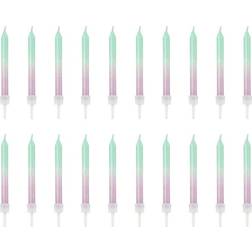 PartyDeco Decor Ombre Birthday Candles Light Green/Light Purple 20-pack