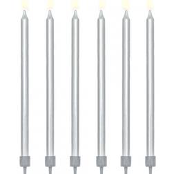 PartyDeco Decor Birthday Candles Silver 12-pack