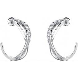 Swarovski Twist Hoop Pierced Earrings - Silver/White