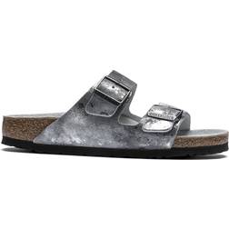 Birkenstock Arizona Suede Leather - Vintage Metallic Gray Silver