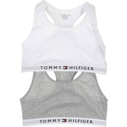 Tommy Hilfiger Organic Cotton Logo Bralette 2-pack - Mid Grey Heather/White (UG0UG00381-0UD)