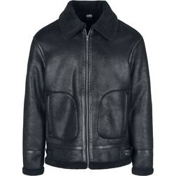 Urban Classics Shearling Jacket - Black/Black