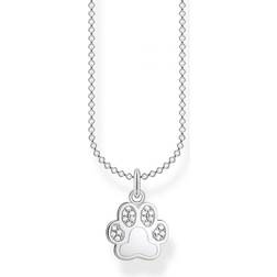 Thomas Sabo Paw Print Necklace - Silver/White