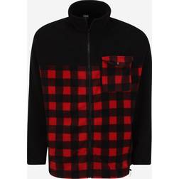 Urban Classics Patterned Polar Fleece Track Jacket - Black/Redcheck