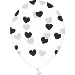 PartyDeco Latex Ballons Black Hearts 30cm White/Black 6-pack