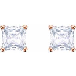 Swarovski Attract Stud Pierced Earrings - Rose Gold/White