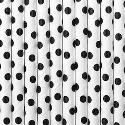 PartyDeco Straws Dotted Black/White 10-pack