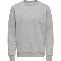 Only & Sons Solid Colored Sweatshirt - Grey/Light Grey Melange