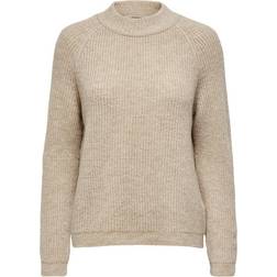 Only High Neck Knitted Pullover - White/Whitecap Gray