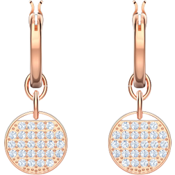 Swarovski Ginger Mini Hoop Pierced Earrings - Rose Gold/White