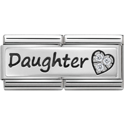 Nomination Composable Classic Double Link Daughter And Heart Charm - Silver/White