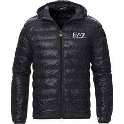 EA7 Train Core Light Down Hoodie Jacket - Black