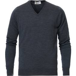 John Smedley Bobby Extra Fine Merino V-Neck Pullover - Charcoal