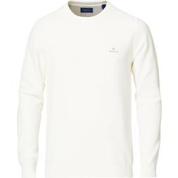 Gant Cotton Pique Crew Neck Sweater - Cream