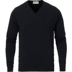 John Smedley Bobby Extra Fine Merino V-Neck Pullover - Black