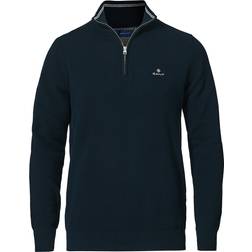 Gant Cotton Pique Half-Zip Sweater - Evening Blue