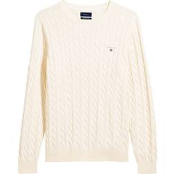 Gant Cotton Cable Crew Neck Jumper - Cream