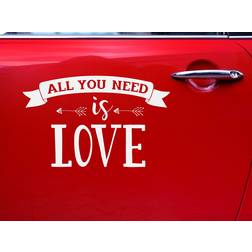 PartyDeco Decor Wedding Day Car Sticker All You Need is Love White