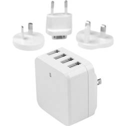 StarTech StarTech.com USB4PACWH White 4-Port USB Wall Charger International Travel 34W/6.8A