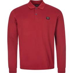 Paul & Shark Long Sleeve Logo Badge Polo Shirt - Dark Wine