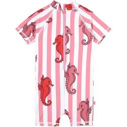 Småfolk UV50 UV Suit Short SL Seahorses - Sea Pink (11-9941)