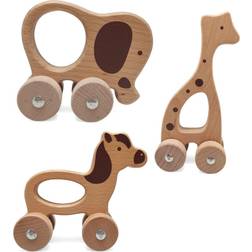 Magni Wooden Animals on Wheels 3 Ass