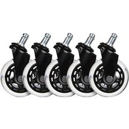 L33T 3 Inch Universal Black Gaming Chair Casters - 5 Pieces