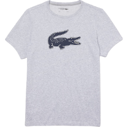 Lacoste Sport 3D Print Crocodile Breathable Jersey T-shirt - Grey Chine/Navy Blue