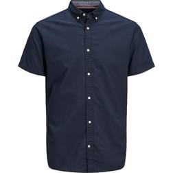 Jack & Jones Button Down Collar Short Sleeved Shirt - Blue/Navy Blazer