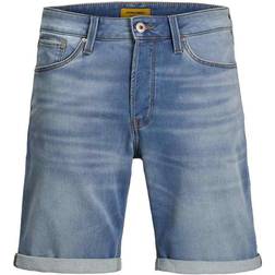 Jack & Jones Rick Icon GE 003 Indigo Knit Denim Shorts - Blue/Blue Denim