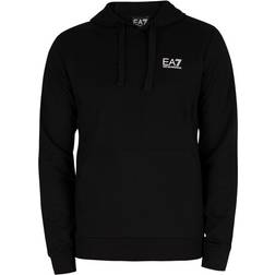 EA7 Logo Jersey Pullover Hoodie - Black