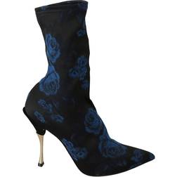 Dolce & Gabbana Stretch Ankle Boots - Black/Blue Rose