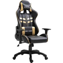 vidaXL Silla de gaming de cuero sintético dorado