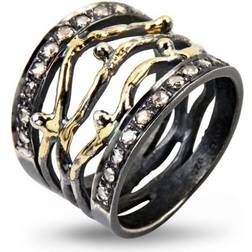 ByBirdie Benedict Ring - Silver/Gold/Diamonds