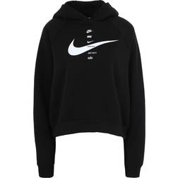 NIKE Swoosh Fleece Hoodie Women - Black/White