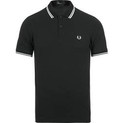 Fred Perry Twin Tipped Short Sleeve Polo Shirt - Black/Porcelain/Porcelain