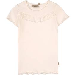 Wheat T-Shirt Rib Ruffle SS - Ivory (0100D-007)